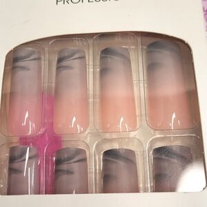 Pink Professional Nail Set with Gray Designs